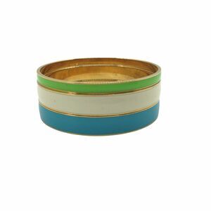 J. Crew Womens Cream Blue Green Enamel Gold Tone Bangle Bracelet Set Of 3